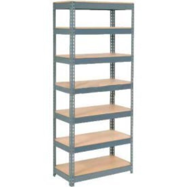 Global Equipment Extra Heavy Duty Shelving 36"W x 12"D x 84"H With 7 Shelves, Wood Deck, Gry 717331